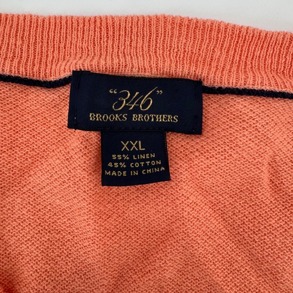 Brooks Brothers 346 Men's XXL V-Neck Sweater Coral Linen Blend Pullover - Picture 4 of 8
